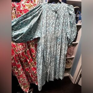 Dolma Kyra style blockprint green Midi Dress